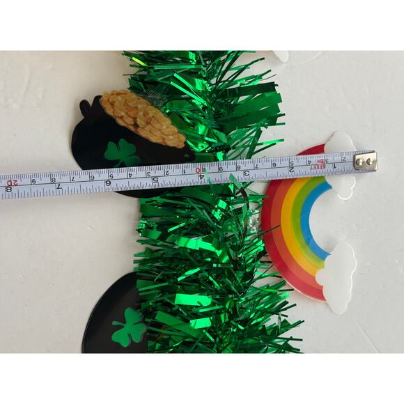 Rainbow & Pot of Gold Saint Patricks Day Tinsel Garland Window Mantle Door Decor - Picture 3 of 4